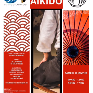Affiche Stage D'Aïkido à Blanquefort Animé par Eric Laporte et Frédéric Rolland et Moufid Hajjar 2027