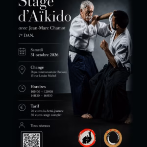 Affiche Stage D'Aïkido à Changé Animé par Jean-Marc Chamot 2026
