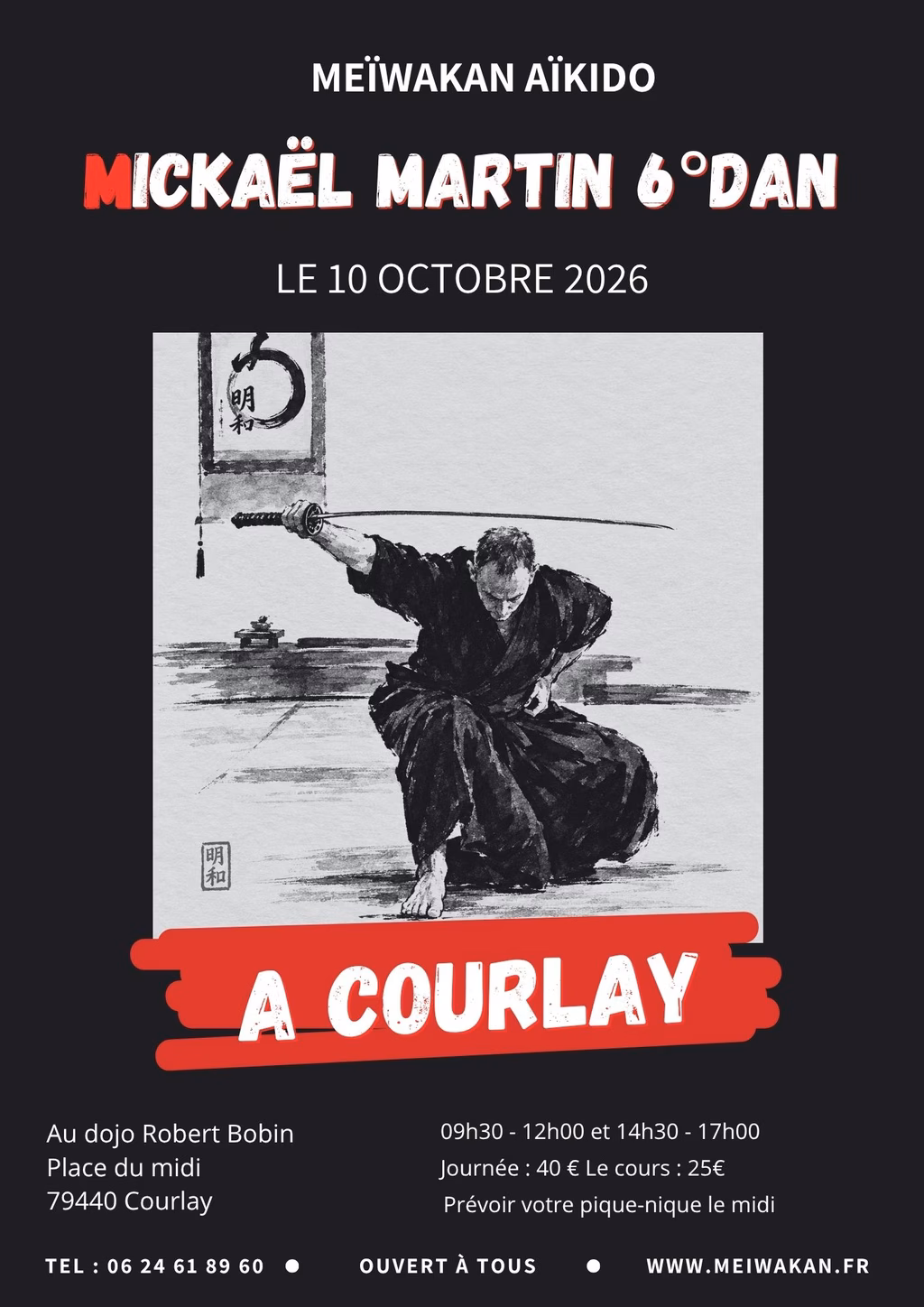 Affiche Stage D'Aïkido à Courlay Animé par Mickaël Martin 2026