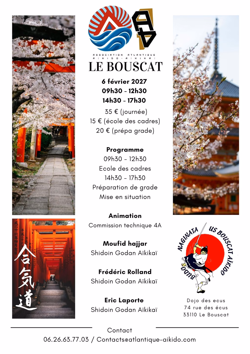 Affiche Stage D'Aïkido à Le Bouscat Animé par Moufid Hajjar et Frédéric Rolland et Eric Laporte 2027