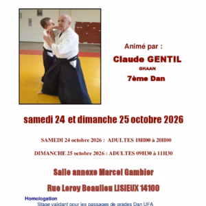 Affiche Stage D'Aïkido à Lisieux Animé par Claude Gentil 2026