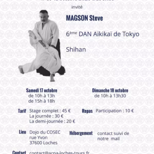 Affiche Stage D'Aïkido à Loches Animé par Steve Magson 2026