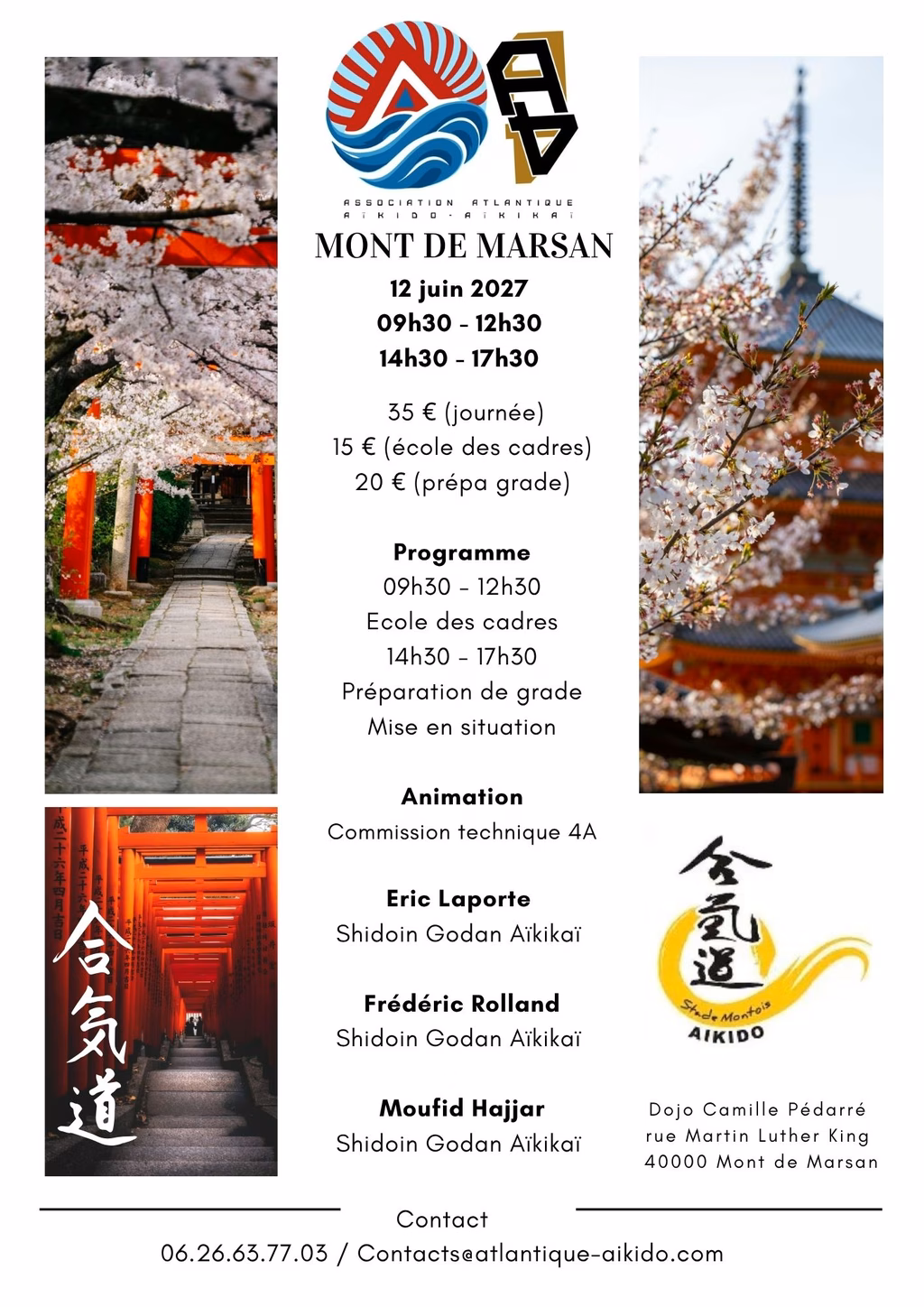 Affiche Stage D'Aïkido à Mont-de-Marsan Animé par Eric Laporte et Frédéric Rolland et Moufid Hajjar 2027