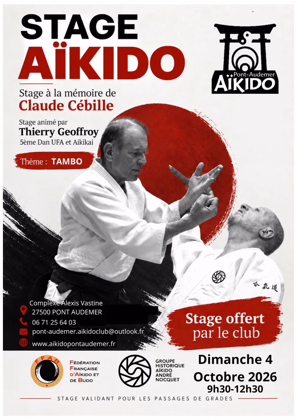 Affiche Stage D'Aïkido à Pont-Audemer Animé par Thierry Geoffroy 2026