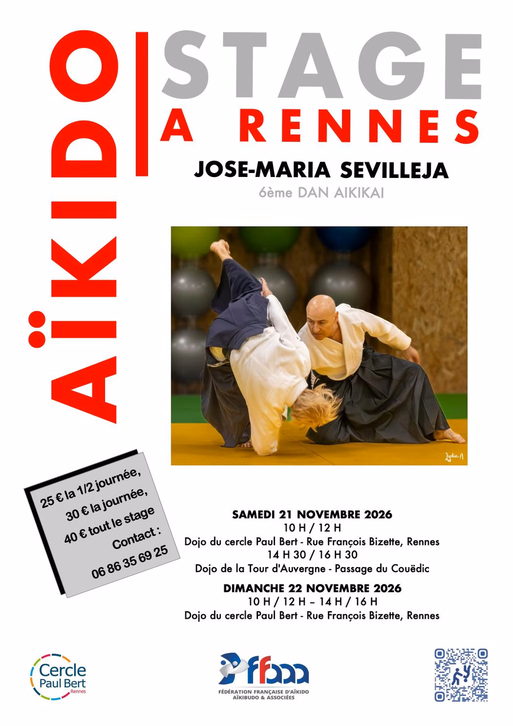 Affiche Stage D'Aïkido à Rennes Animé par José-Maria Sevilleja 2026