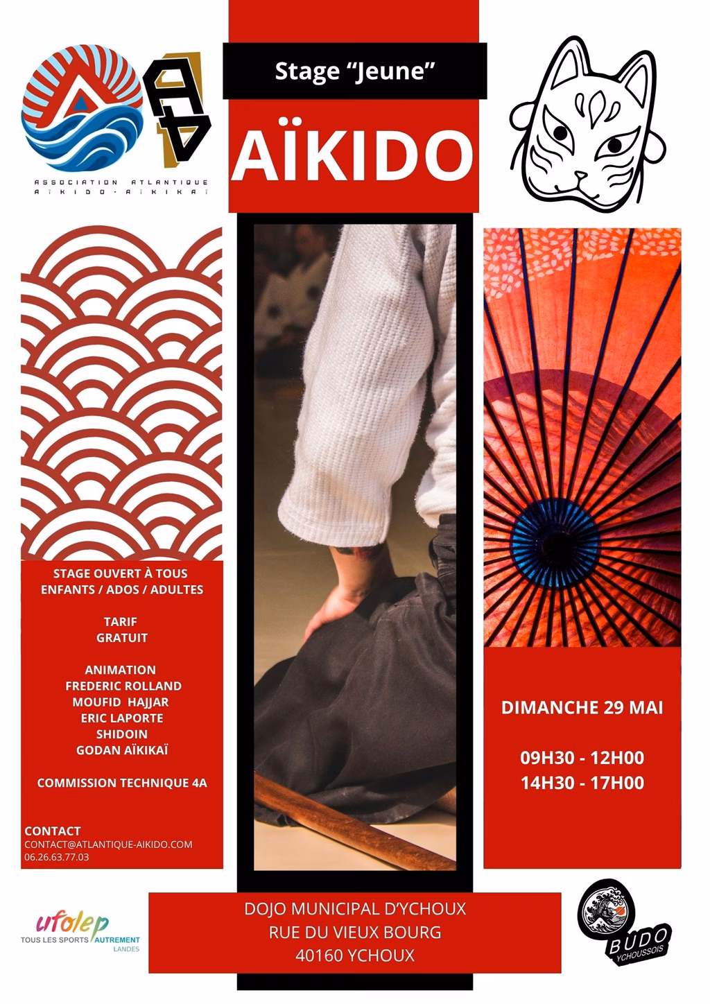 Affiche Stage D'Aïkido à Ychoux Animé par Frédéric Rolland et Moufid Hajjar et Eric Laporte 2027