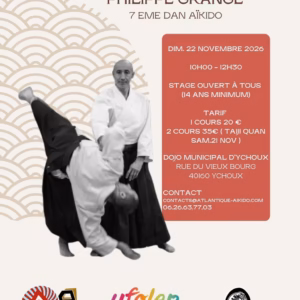 Affiche Stage D'Aïkido à Ychoux Animé par Philippe Grangé 2026
