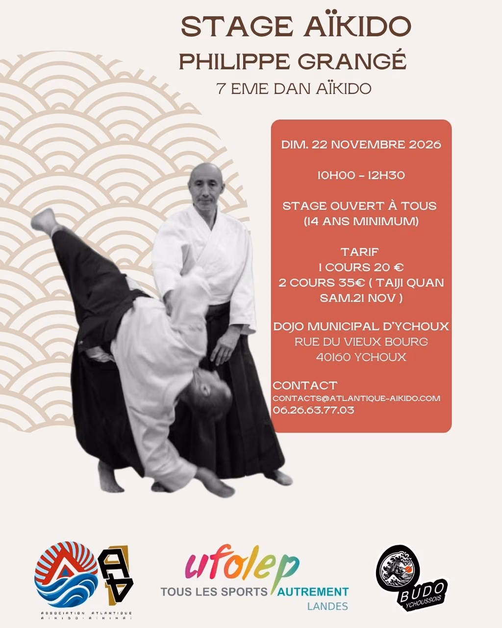 Affiche Stage D'Aïkido à Ychoux Animé par Philippe Grangé 2026