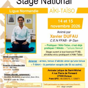 Affiche Stage D'Aïkido à Évreux Animé par Xavier Dufau 2026