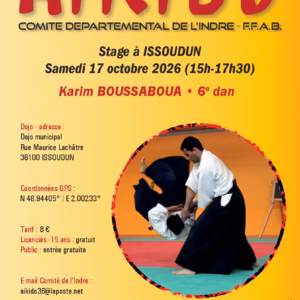 Affiche Stage D'Aïkido à Issoudun Animé par Karim Boussaboua 2026