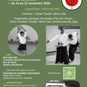 Affiche Stage D'Aïkido à La Bouëxière Animé par Daniel Toutain 2026