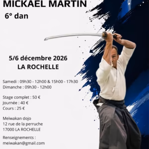 Affiche Stage D'Aïkido à La Rochelle Animé par Mickaël Martin 2026