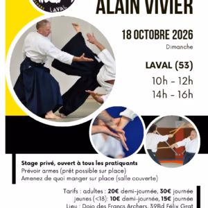 Affiche Stage D'Aïkido à Laval Animé par Alain Vivier 2026