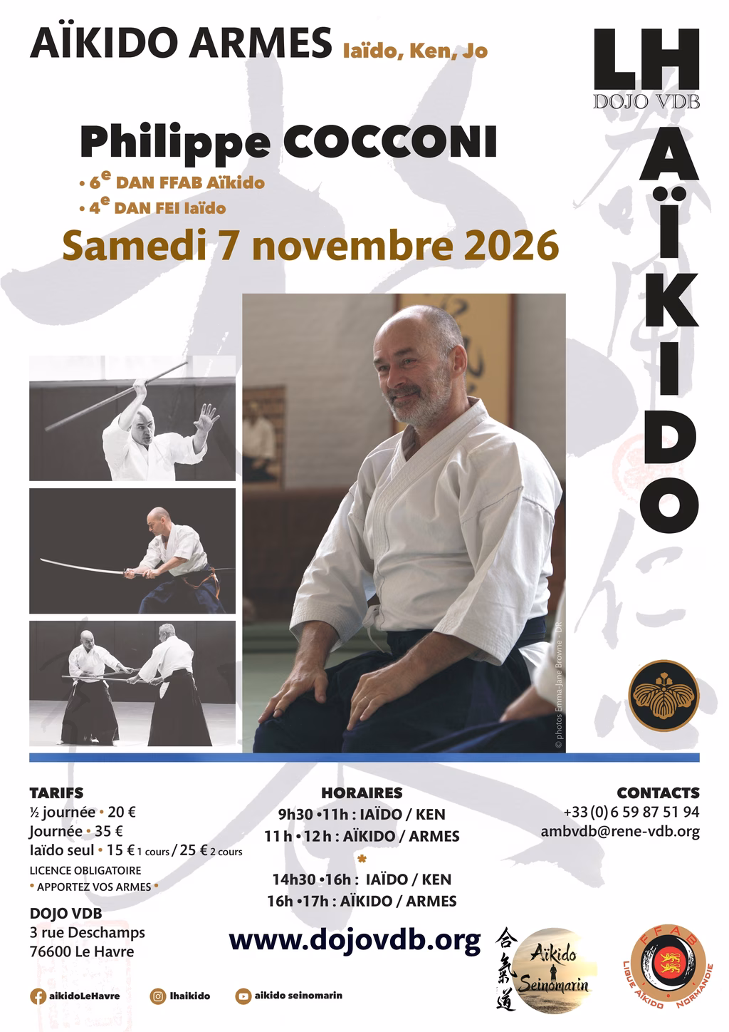 Affiche Stage D'Aïkido à Le Havre Animé par Philippe Cocconi 2026