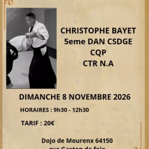 Affiche Stage D'Aïkido à Mourenx Animé par Bayet Christophe 2026