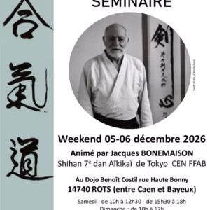 Affiche Stage D'Aïkido à Rots Animé par Jacques Bonemaison 2026