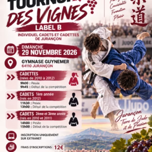 Affiche Tournoi des Vignes - Cadets Label B 2026