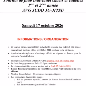 Affiche Tournoi Individuel Cadets Cadettes- Villeneuve la Garenne 2026